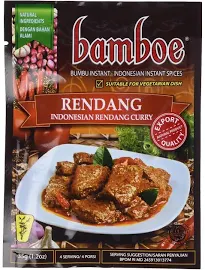 bamboe - RENDANG - INDONESIAN DRY CURRY PASTE - INDONESIAN INSTANT SPICES - 6 x 1.2 OZ /36 g - Product of Indonesia by Bamboe 1.2 Ounce (Pack of 6)