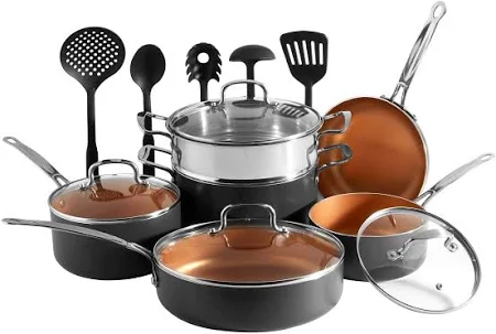 VonShef 11 Piece Copper Cookware Set