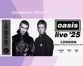 Oasis Live 2025 Personalised Souvenir Commemorative Concert Ticket