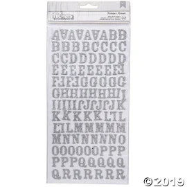 American Crafts Thickers 3D Rockabye Silver Glitter Alphabet Stickers (242 Piece(s))