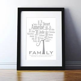 Personalised Family Tree Word Cloud Print