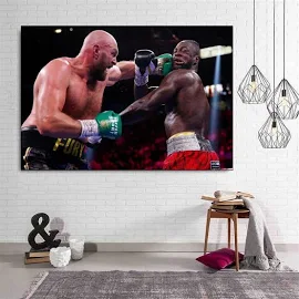 Boxing Poster Sport Painting Art Boxing Match Wall Art Tyson Fury Had a Killer Left Deontay Wild Knockout Poster GYM Canvas Mike Tyson Fury