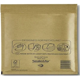 Mail Lite Size D/1 180 x 260mm Gold Bubble Lined Postal Bag (100 Pack)