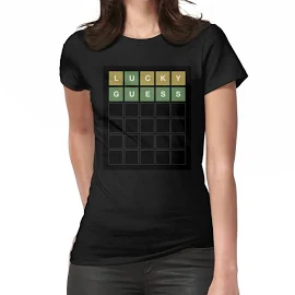 Wordle Lucky Guess - Funny Wordl Grid Word Game Design Wordle Women's Fitted T-Shirt