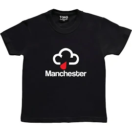 T34 Manchester Rain Black Kids' T-Shirt Black (White Print) 3-4 Years