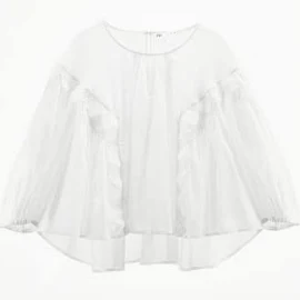 Zara - Guipure Lace Blouse in White - S - Woman