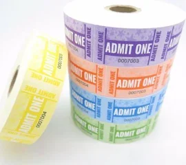 5000 Admission Tickets Admit One - 5 X Colour Rolls Of 1000 Entry