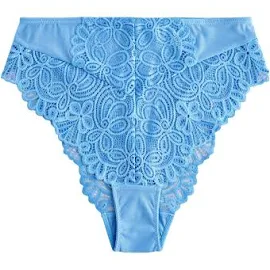 Womens Next Blue Lace High Waist High Leg Knickers - Blue