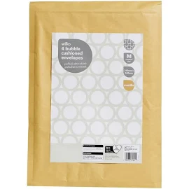 wilko 7g Manilla Bubble Cushioned Envelopes Medium 240 x 335mm 4 Pack