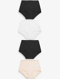 Womens Next Black/white/nude Full Brief Cotton Rich Knickers 4 Pack - Black/white/nude