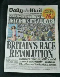 The Daily Mail Uk Newspaper 31/03/21 March 31st 2021 Britain's Race