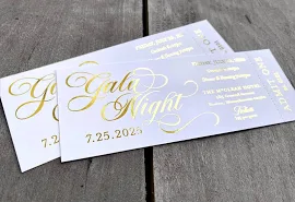 Gold Foil Gala Tickets, Full Design Included, Event Entry Ticket Printing, Bash Celebration Party Tickets, Custom Admit One Foil Admission