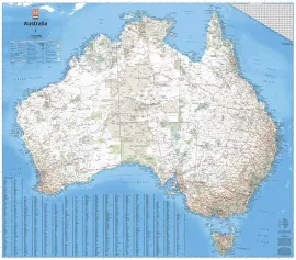 Australia Wall Map Unlaminated (photo paper - satin) / Large Map - 1000 x 875mm