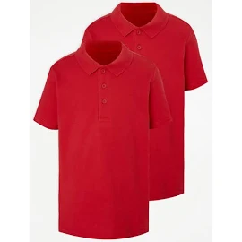 George Red Short Sleeve School Polo Shirts 2 Pack