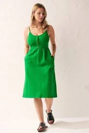 Womens Next Green Button Down 100% Cotton Cami Summer Dress - Green