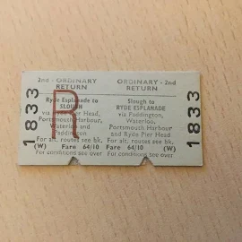 Railway Ticket; (. Slough. To. Ryde Esplanade, ) P-20