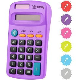 Calculator Purple, Basic Small Solar and Battery Operated, Large Display Four Function, Auto Powered Handheld Calculator School and Kids Available in