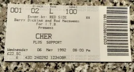 Cher Concert Ticket 6th May 1992. Wembley.