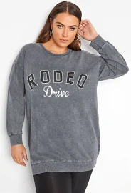Yours Curve Grey Acid Wash 'Rodeo Drive' Sweatshirt Size 18 | Women's Plus Size and Curve Fashion