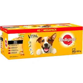 Pedigree Adult Dog Food Pouches Mixed Selection in Gravy 40 x 100g