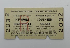 Railway Ticket Newport High Street To Southend-on-sea 2nd Class Brb