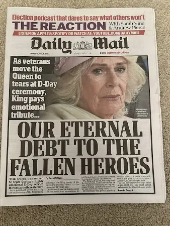 Daily Mail 6th June 2024 6/6/24 D-day 80th Anniversary