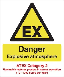 Danger Explosive Atmosphere - Atex Category 2 Signs