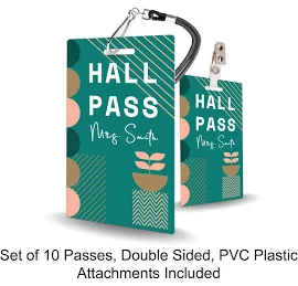 Urban Oasis Theme Classroom Hall Passes for Teachers, Personalized, Hall Pass Set of 10