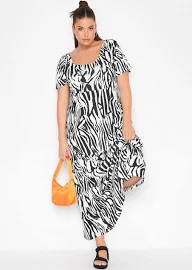 Yours Limited Collection Curve White Zebra Print Dress Size 14 | Women's Plus Size and Curve Fashion
