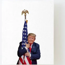 Donald Trump Hugging American Flag donald trump Canvas Mounted Print