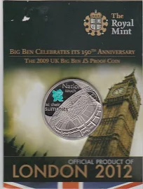 2009 Cupro Nickel Proof Big Ben London 2012 £5 Coin In Royal Mint Card