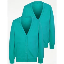 George Jade Green Jersey Girls School Cardigan 2 Pack