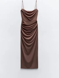 Zara - Draped Knit Dress in Mink - XXL - Woman