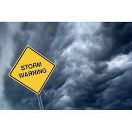 A Yellow Storm Warning Sign by Bauhaus1000 - No Frame Art Prints On Canvas 17 Stories Size: 30cm H x 46cm W