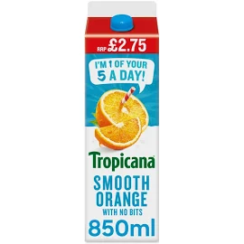 Tropicana Smooth Orange With No Bits 850ml ( Pack of 6 )