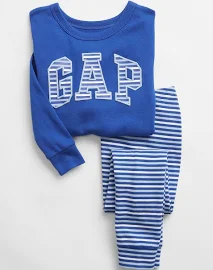 Boys Gap Blue Logo Stripe Long Sleeve Pyjamas - Blue