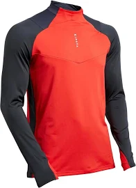 Kipsta T500 Adult 1/2 Zip Football Training Sweatshirt - Carbon Grey/Red