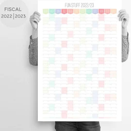 Year Planner Apr 2022 to Mar 2023, Personalised Monthly Wall Planner, FISCAL Calendar 2022/2023, A1 / A2, Large Year Planner