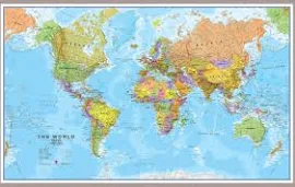 Huge World Wall Map Political (Pinboard & Framed - Silver)