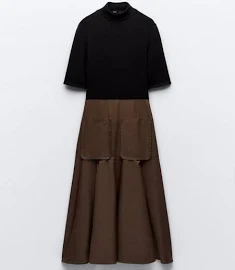 Zara - Dress With Matching Pockets in Dark Brown - S - Woman