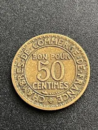 1923 50 Centimes French Coin Chambres De Commerce Bon Pour