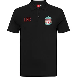 Liverpool FC Mens Polo Shirt Crest Official Football Gift - Black