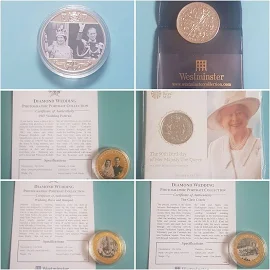 Queen Elizabeth Joblot 5 Pound Coins 1 Dollar Coins Half Crown Coin