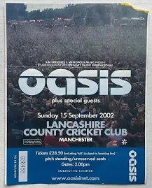 Oasis Used Concert Ticket Lancashire County Cricket Club Manchester 15