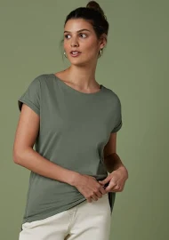 Womens Next Khaki Green Cap Sleeve T-Shirt - Green