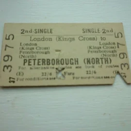 1960s Kings Cross To Peterborough North Br Railway Station Ticket