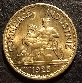 Vintage 1925 High Grade Bon Pour France 50 Centimes chambre du commerce Coin Old Piece