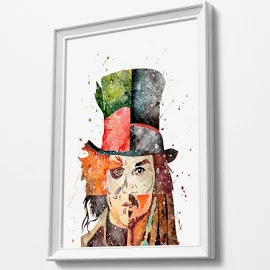 Faces of Johnny Depp - Watercolor Art Print 61x91cm Print - £39.95