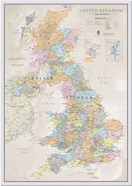 Medium UK Classic Wall Map (Pinboard)