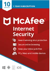 McAfee 2022 Internet Security | 10 Devices 1 Year | PC | Mac | Android | download